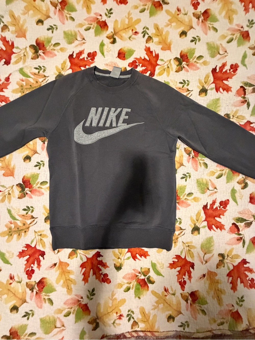 Y2K Nike Gray Crewneck Sweatshirt with Raised Stitch Lettering